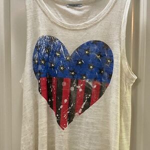 Charlotte Russe Patriotic Heart Graphic Tank Top – Size Large Juniors Y2K